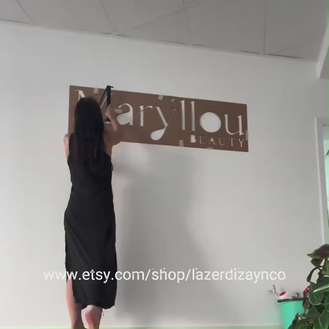 Shiny Black Business Logo Sign, Reception Logo Sign, Salon Sign, Laser Cut Logo Sign, 3D Business Sign, Business Sign, Aesthetic Salon Sign