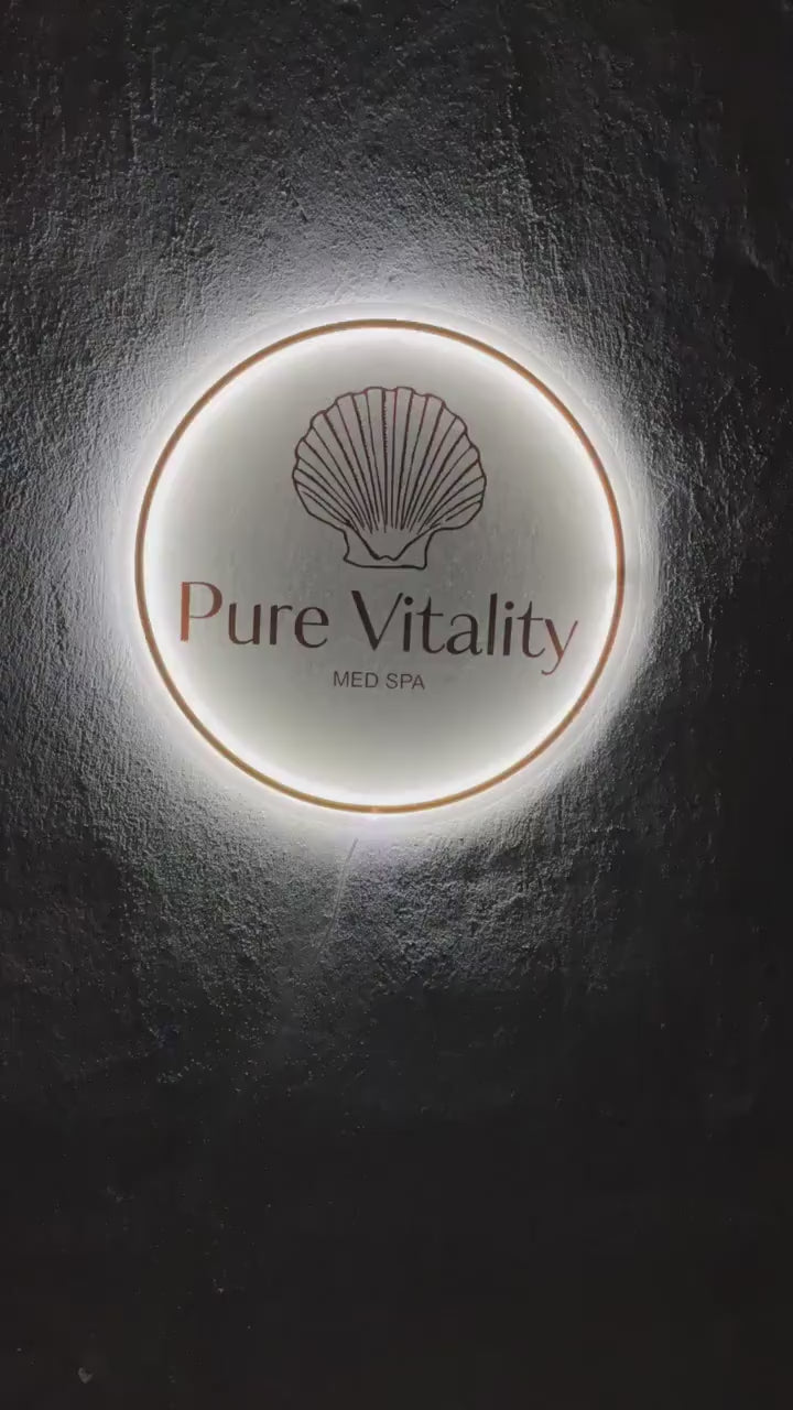 Custom Frosted Acrylic Round Neon Sign, Circle Shape with Frosted Background Business Logo Display Salon Spa Decor