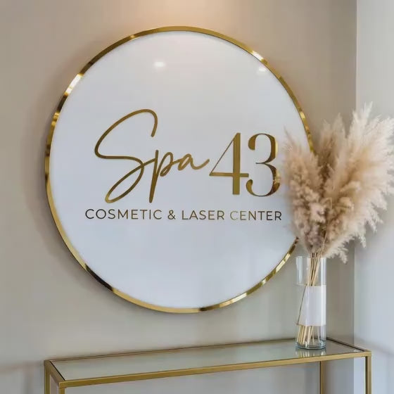 Custom Round Acrylic Salon Sign, Personalized Beauty Studio Wall Logo, Business Name Sign for Esthetician, Spa or Nail Room Decor