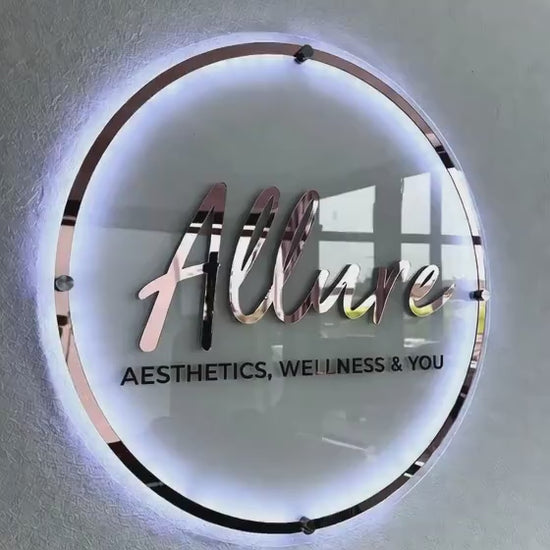 Custom Clear Acrylic Neon Business Sign – Personalized LED Sign – 3D LED Round Sign - Acrylic Neon Sign - Personalized Wall Decor Sign