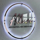 Custom Clear Acrylic Neon Business Sign – Personalized LED Sign – 3D LED Round Sign - Acrylic Neon Sign - Personalized Wall Decor Sign