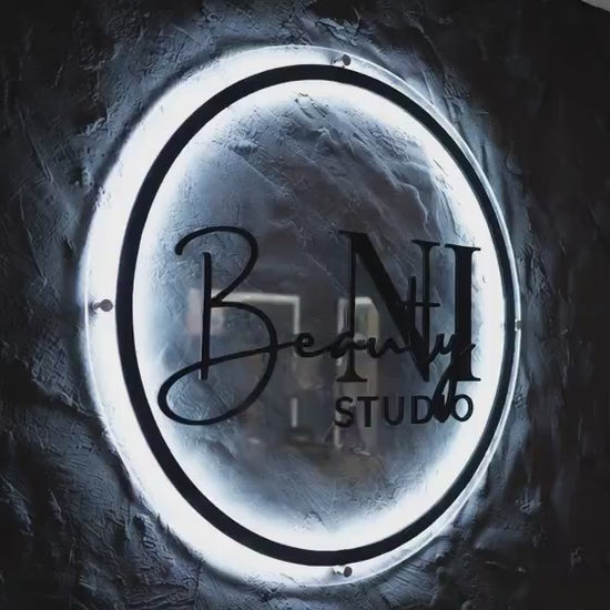 Custom Clear Acrylic Neon Business Sign – Personalized LED Sign – 3D LED Round Sign - Acrylic Neon Sign - Personalized Wall Decor Sign