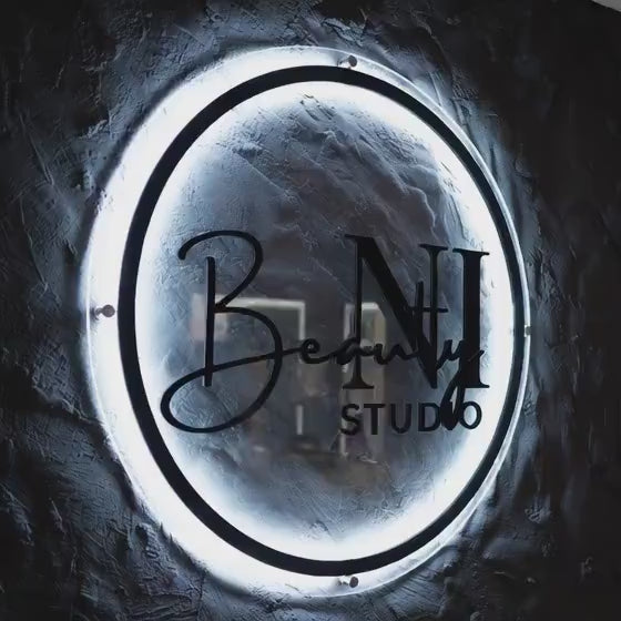 Custom Clear Acrylic Neon Business Sign – Personalized LED Sign – 3D LED Round Sign - Acrylic Neon Sign - Personalized Wall Decor Sign