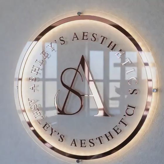 Custom Clear Acrylic Neon Business Sign – Personalized LED Sign – 3D LED Round Sign - Acrylic Neon Sign - Personalized Wall Decor Sign